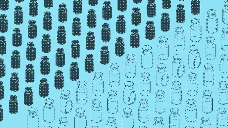 Solid dark canning jars in dense rows fading into outlined jars