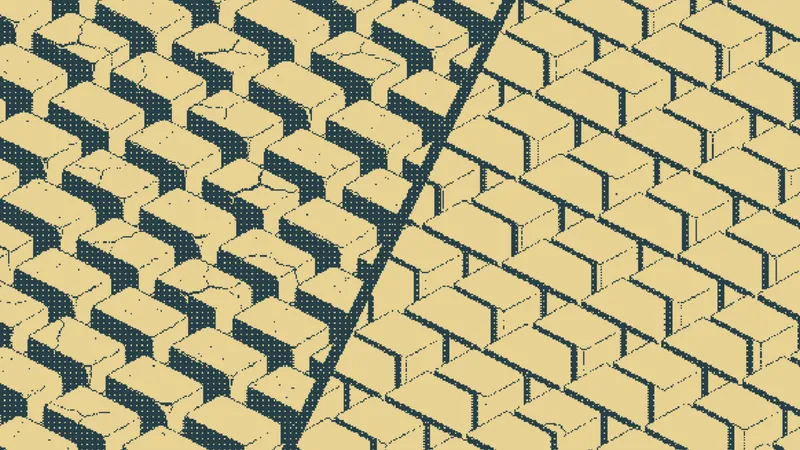 Pavers, stippled on one side and smooth on the other, crossed by a crack