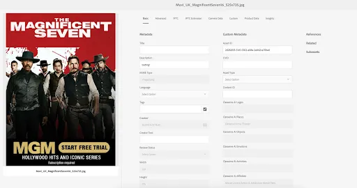 Asset properties in Adobe Experience Manager with the Claravine Content ID